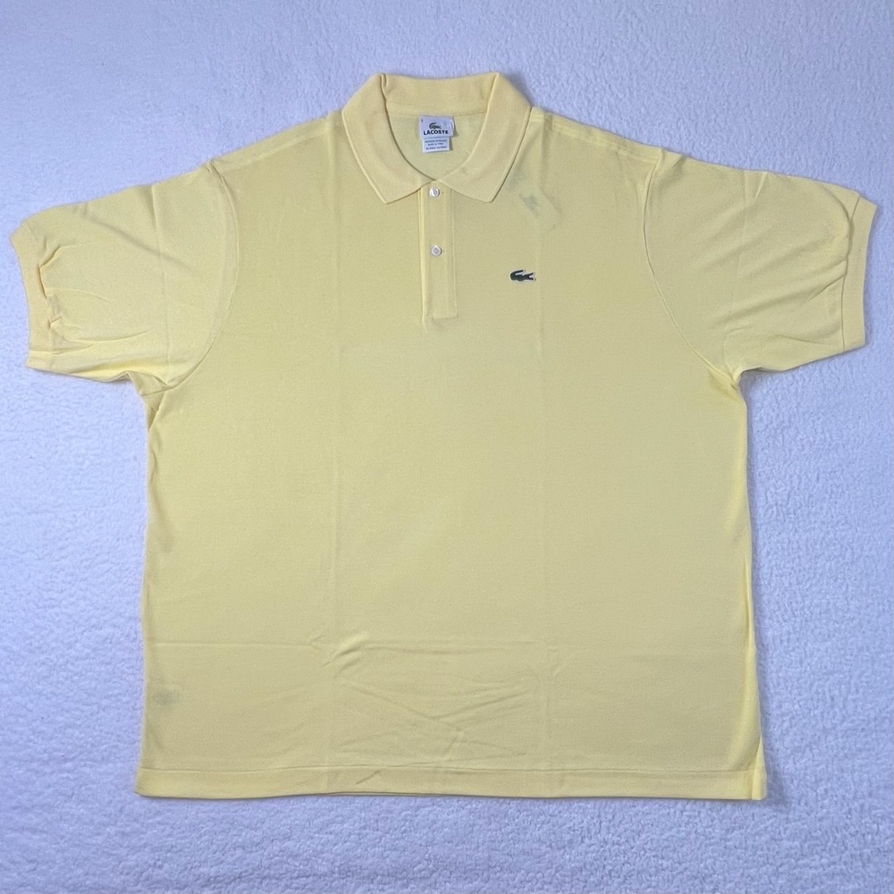 LACOSTE Logo‎ Polo Shirt 100% Cotton Light Yellow Men's US Size 4XL VTG NWT